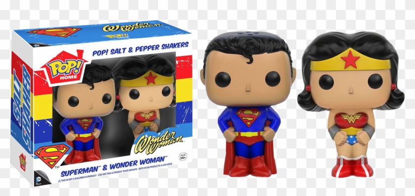 Home Salt And Pepper Shakers - Funko Pop Superman And Wonder Woman Clipart