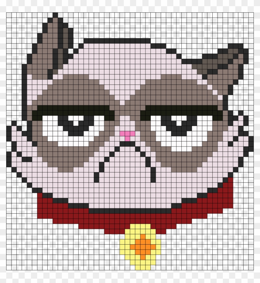 Sourpuss Grumpy Cat Perler Bead Pattern / Bead Sprite - Pixel Art Grumpy Cat Clipart #275683
