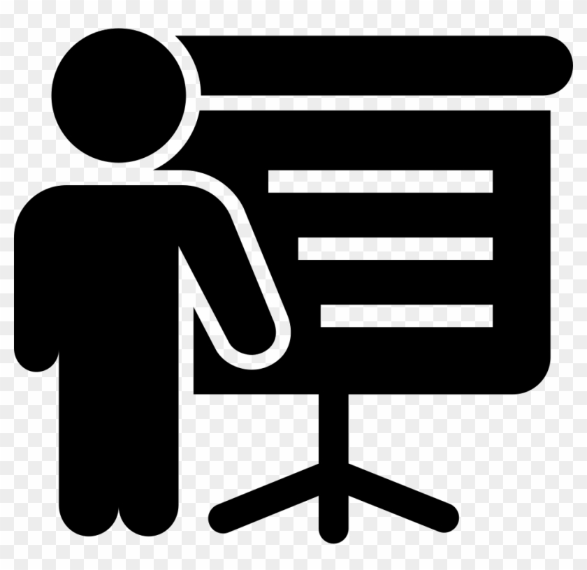 Person Of Business Standing With A Screen Board Giving - Lecture Icon Clipart