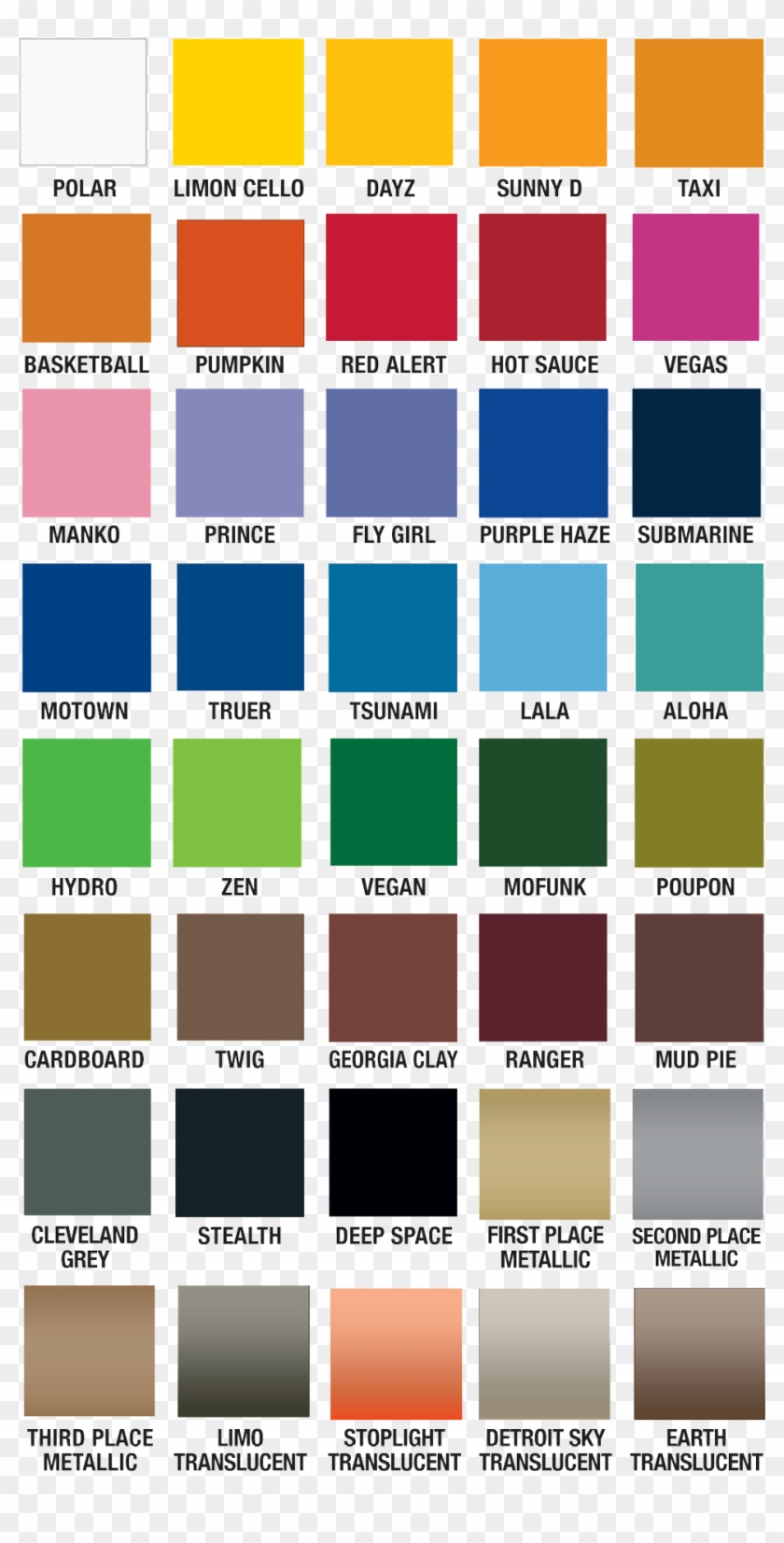 Plutonium Paint Color Chart - Paint Colors Clipart
