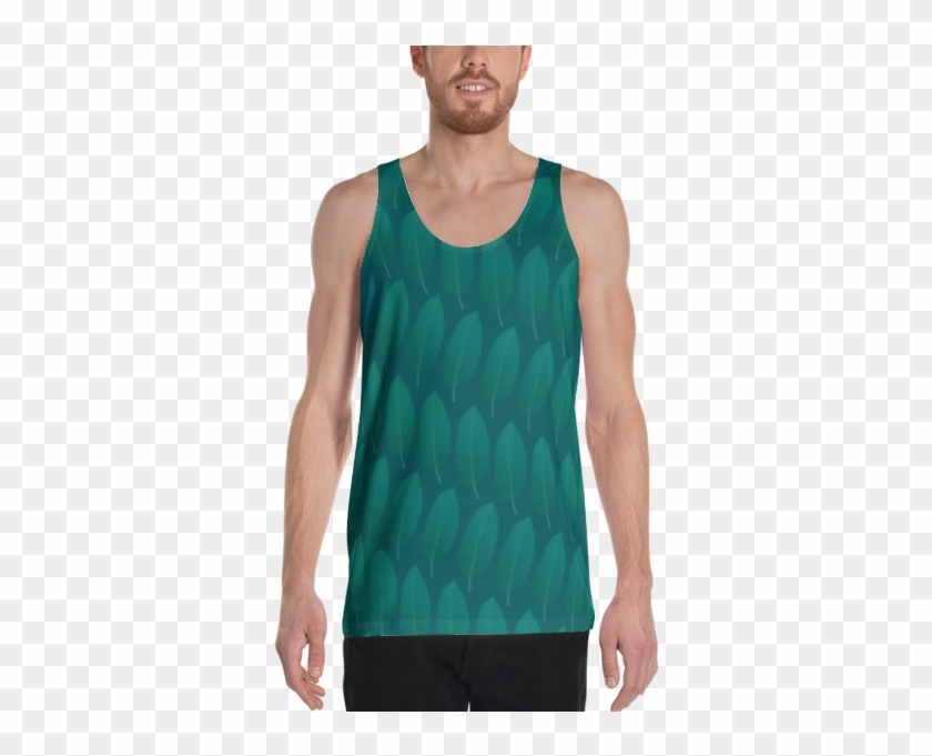 Tropical Leaves Teal Unisex Tank Top - Men Tank Top Clipart #276926