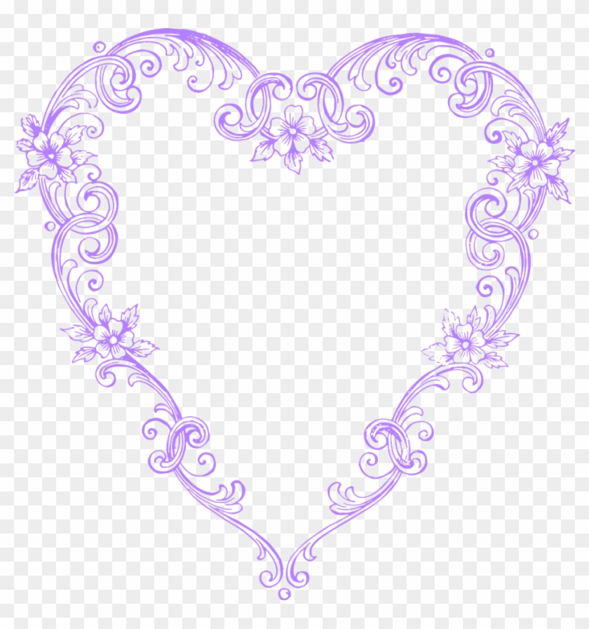 Free Images Fancy Vintage Purple Heart Clip Art Clip - Vintage Heart Border Png Transparent Png