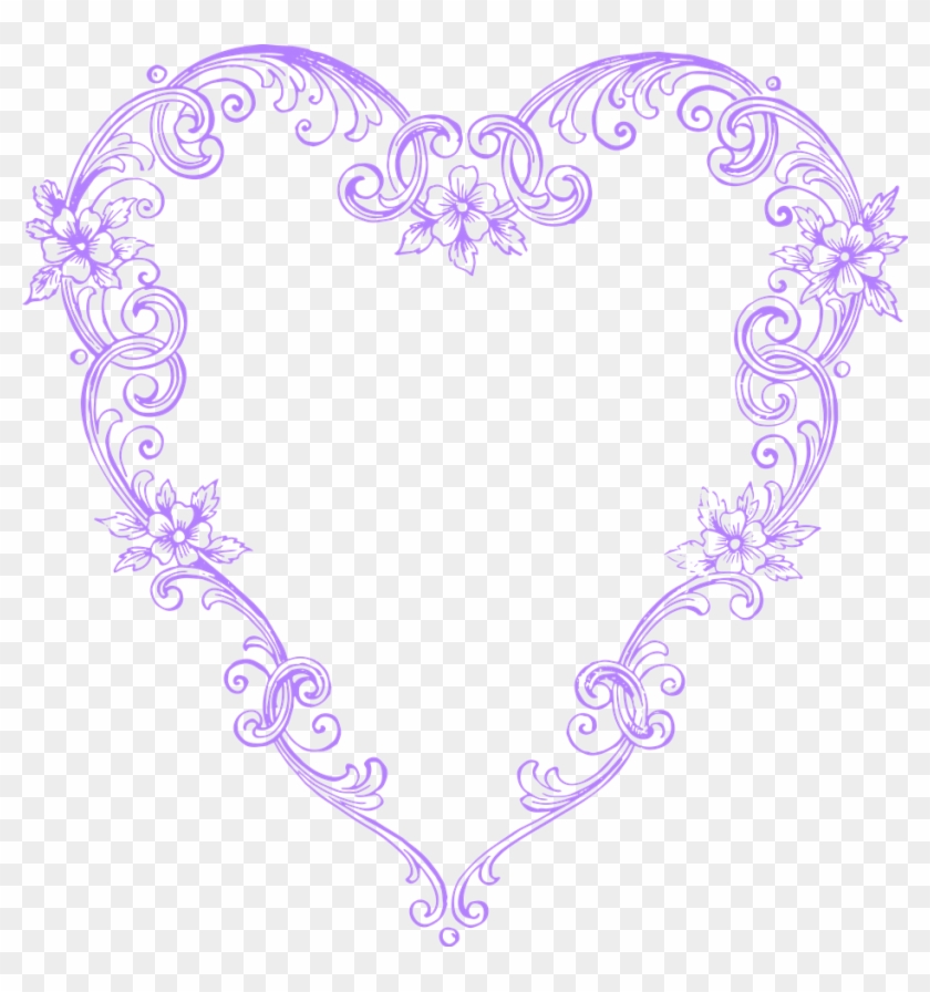 Free Images Fancy Vintage Purple Heart Clip Art Clip - Vintage Heart Border Png Transparent Png #277488