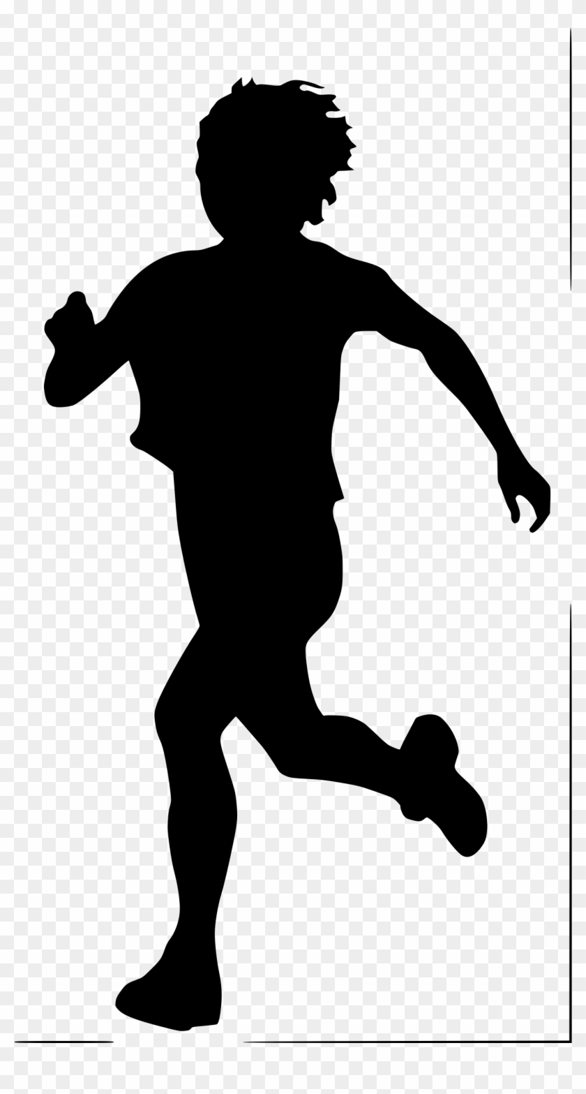 Silhouette People Running - Kid Running Silhouette Clipart