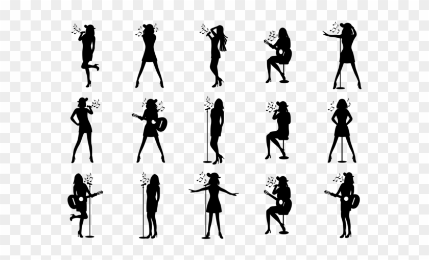 People Singing Silhouettes Vector - Transparent Singers Silhouette Png Clipart #278291