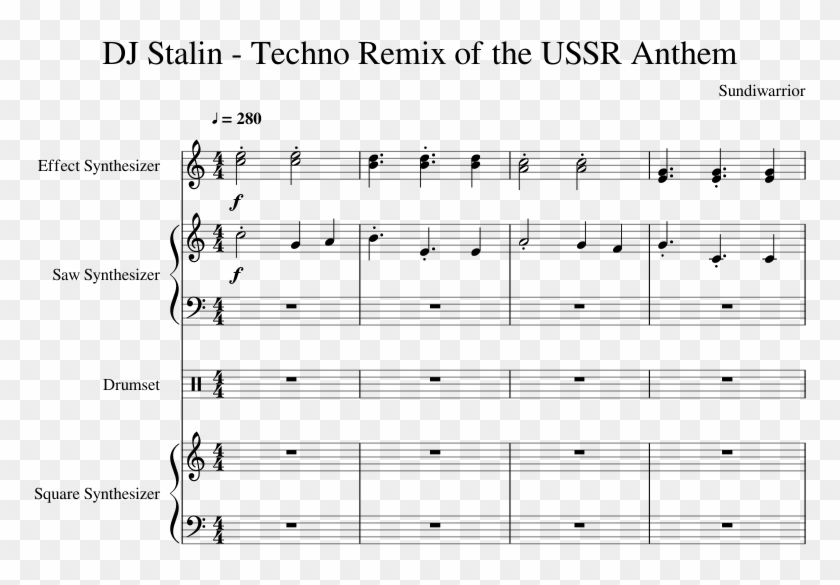 Techno Remix Of The Ussr Anthem Sheet Music For Synthesizer, - Undertale Once Upon A Time Flute Sheet Music Clipart