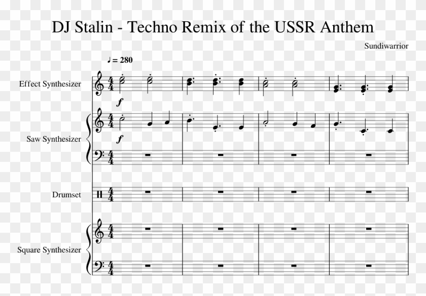 Techno Remix Of The Ussr Anthem Sheet Music For Synthesizer, - Undertale Once Upon A Time Flute Sheet Music Clipart #278599