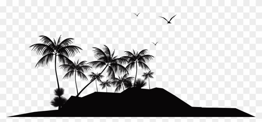 Tropical Island Silhouette Png Clip Art - Tropical Island Silhouette Transparent Png