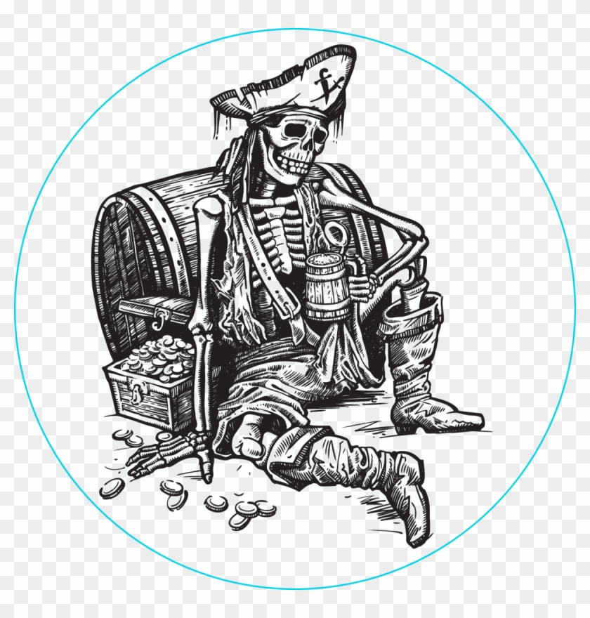 Car Clipart Stickers Blue Cartoon Skull Car Clipart - Pirate Skeleton Treasure - Png Download #2702844