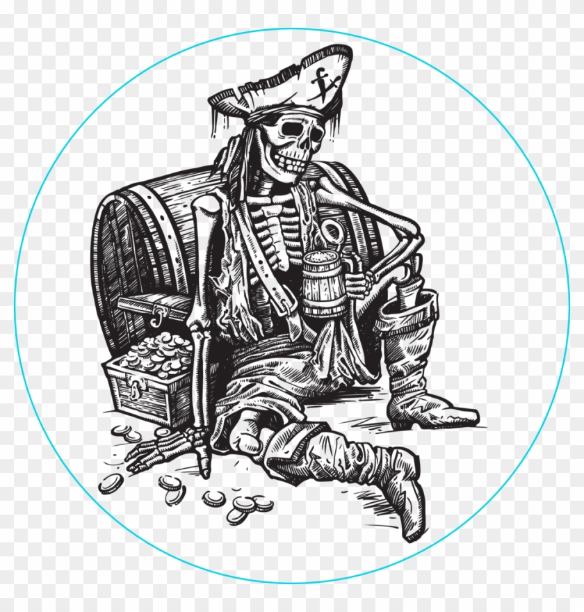 Car Clipart Stickers Blue Cartoon Skull Car Clipart - Pirate Skeleton Treasure - Png Download