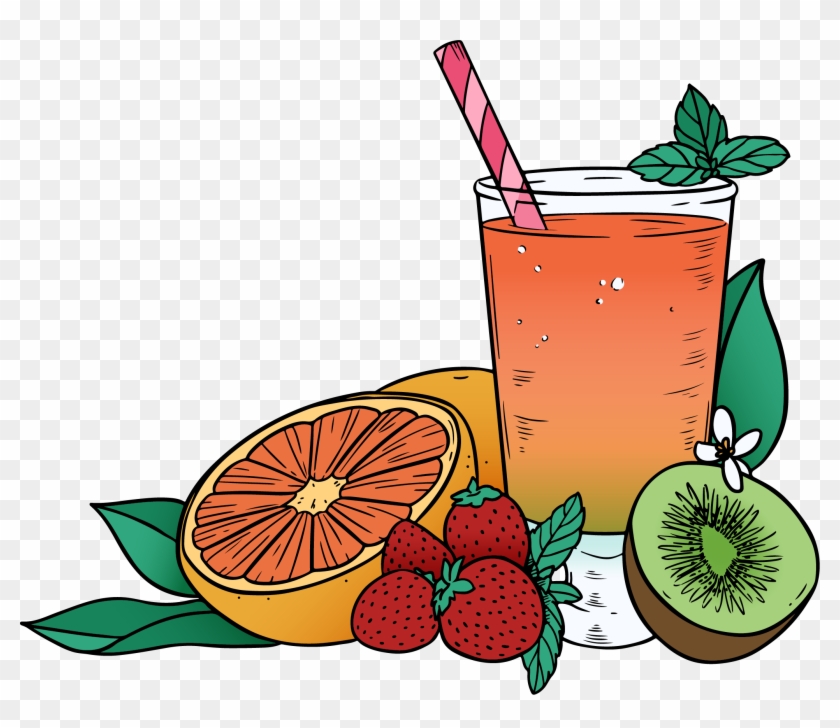 Juice Clipart Mixed Fruit - Jugo De Fresas Kiwi Y Naranja - Png Download