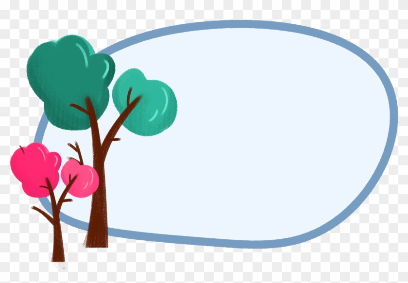 手绘粉色的树木边框 - Tree Clipart