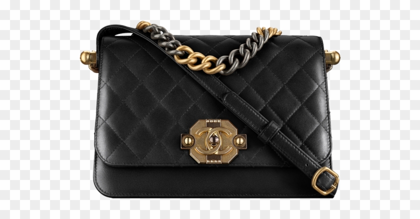 Flap Bag, Lambskin, Ruthenium Tone & Gold Tone Metal - Shoulder Bag Clipart