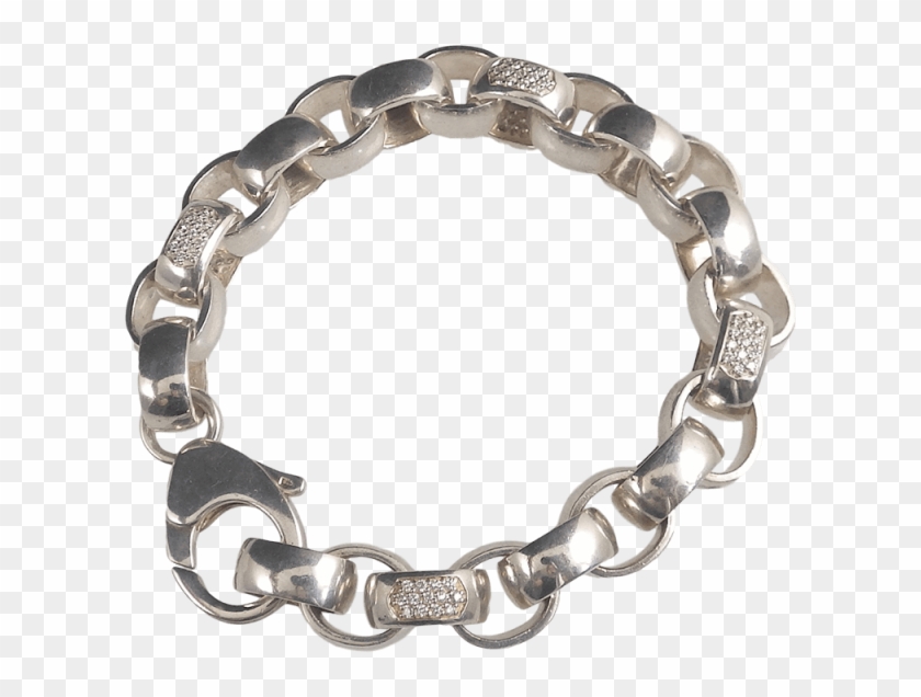 Pre-owned David Heston Sterling Silver Diamond Rolo - Bracelet Clipart