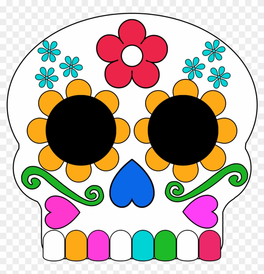 Black And White Day Of The Dead Sugar Skull Masks - Circle Clipart #2711277