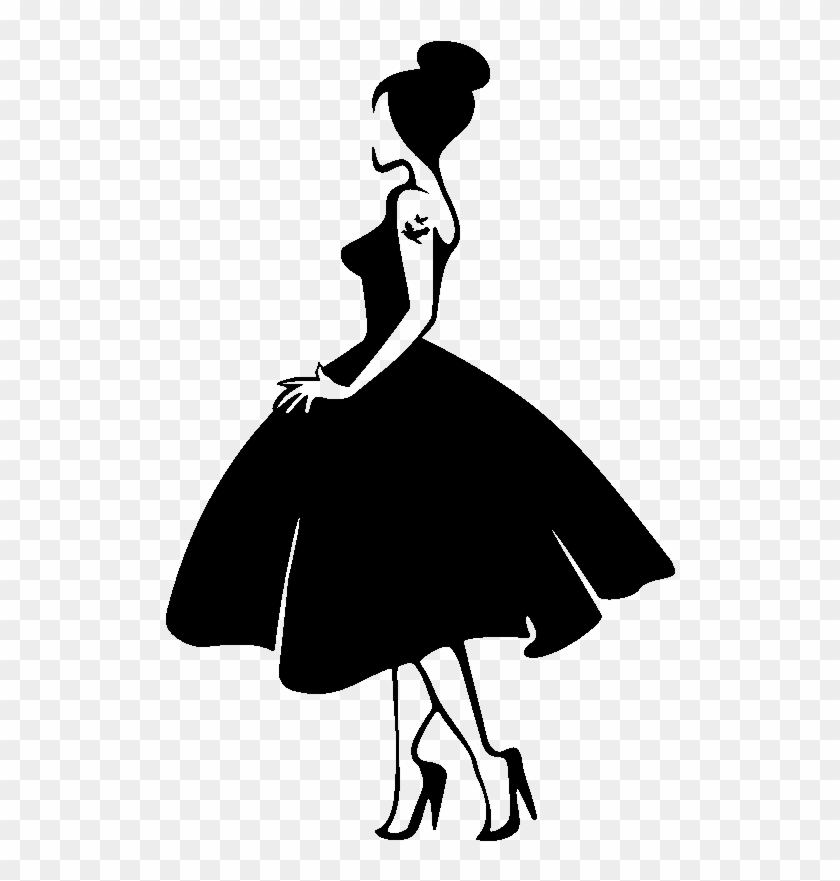 Sticker Silhouette De Femme Avec Robe De Princesse - Silhouette Femme Robe Clipart