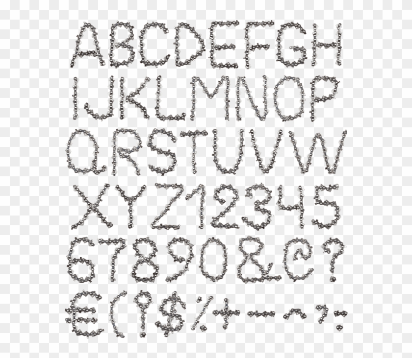 Metal Chain Font - Line Art Clipart