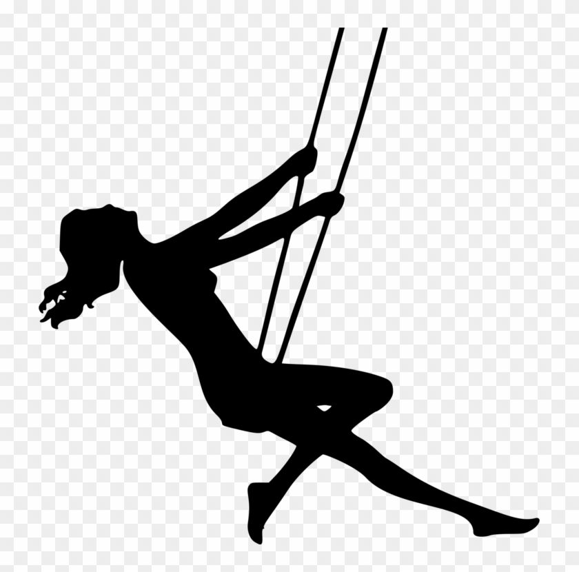 Silhouette Swing Girl Child Woman - Girl On Swing Clipart - Png Download #2714167