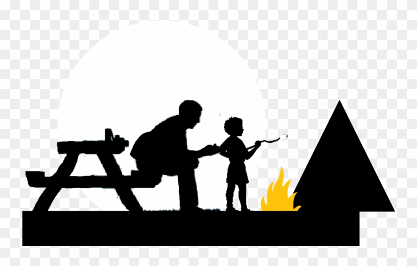 Camping Silhouette - Father And Son Camping Silhouette Clipart #2714197