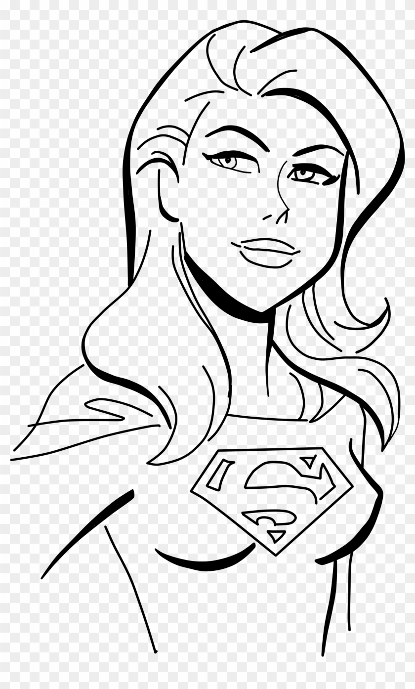 Relief Drawing Comic Woman - Superwoman Drawing Easy Outline Clipart