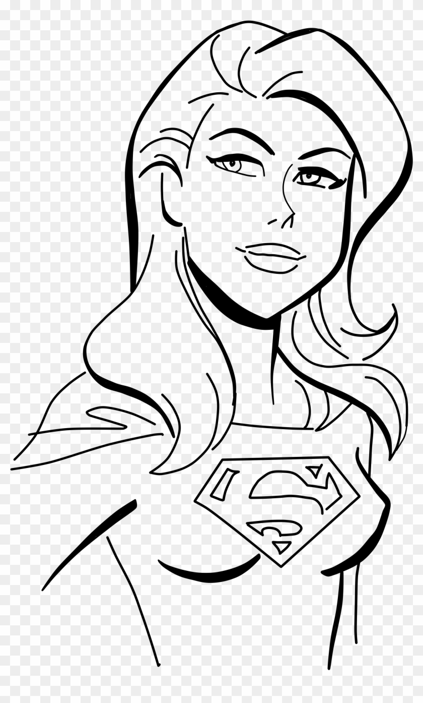 Relief Drawing Comic Woman - Superwoman Drawing Easy Outline Clipart #2714944