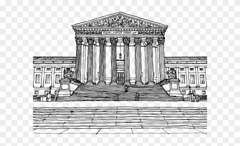 Drawing Structures Capitol Us - Supreme Court Building Drawing Clipart
