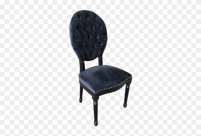 Black Velvet Tufted Oval Back Chair - Office Chair Clipart #2717215