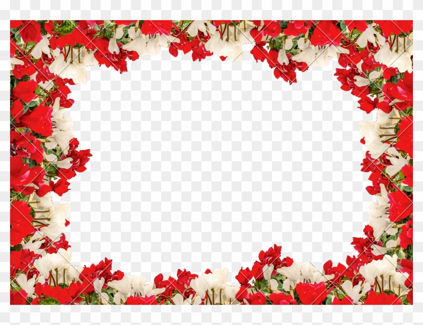 Latest White Landscape Background With Flowers Borders - Stock Photography Clipart
