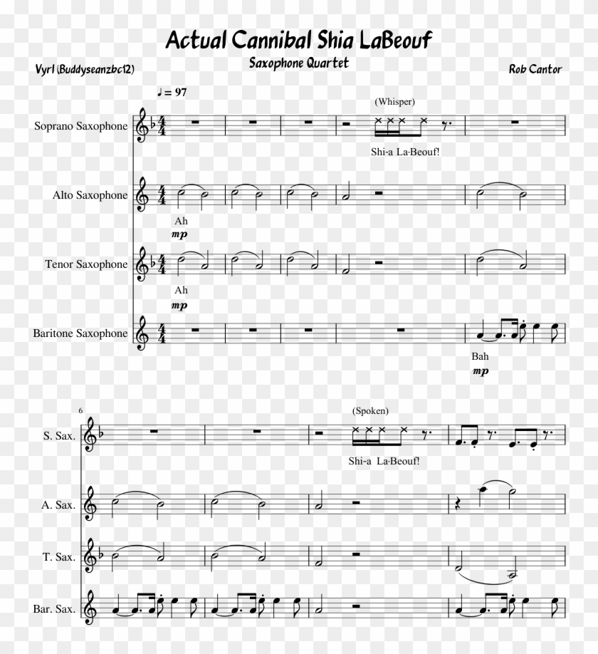 Actual Cannibal Shia Labeouf Sheet Music Composed By - Child Is Born Violin Sheet Music Clipart #2719369