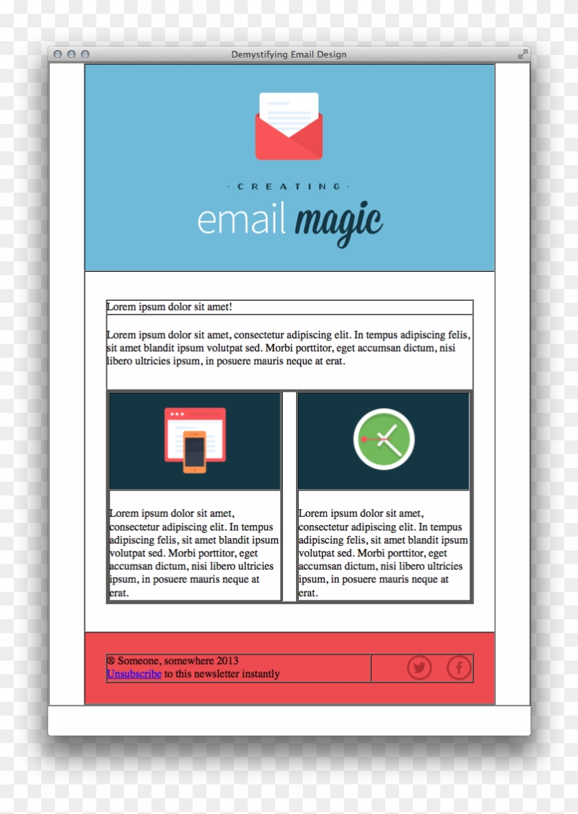 Table For Social Media Icons - Web Development Email Template Clipart