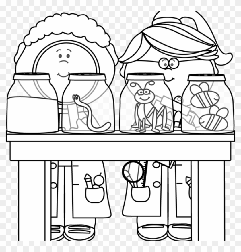 Science Crown Hatenylo Com Kid Scientists Examining - Child Scientist Clip Art Black And White - Png Download
