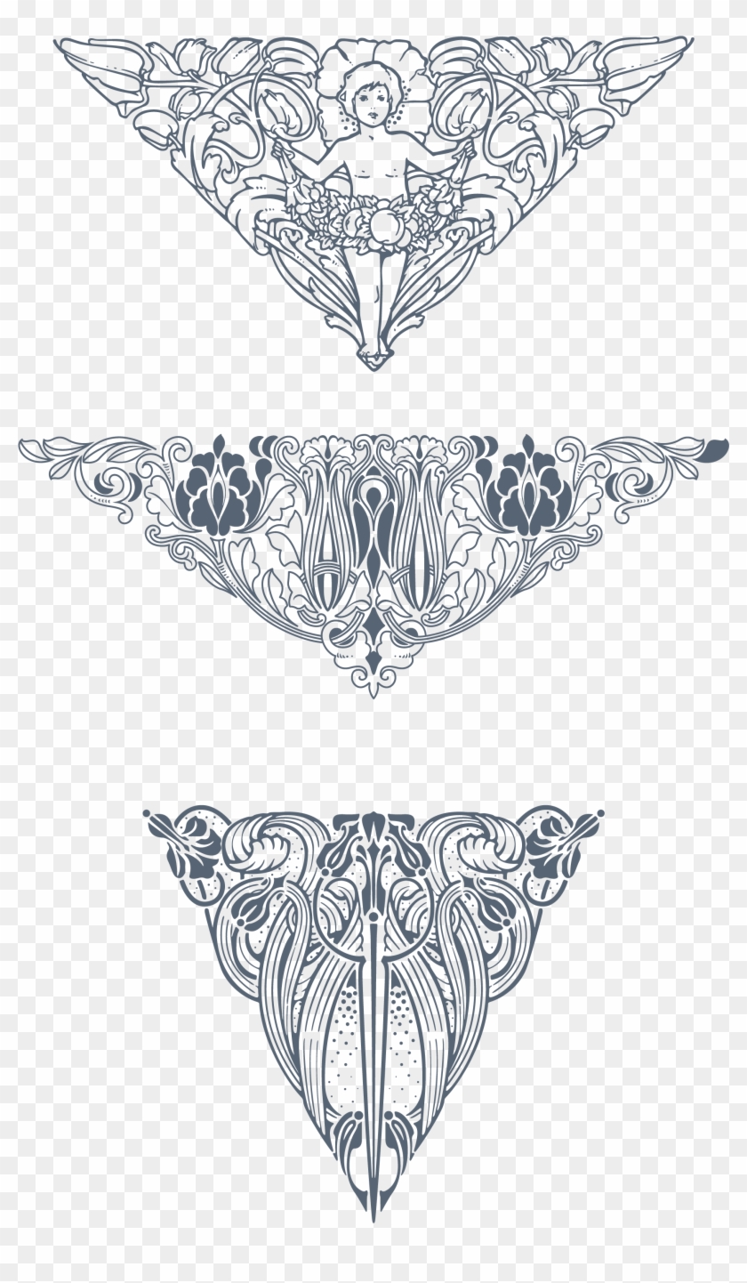 Preview All The Organically-inspired "art Nouveau" - Ornamental Triangle Vector Clipart