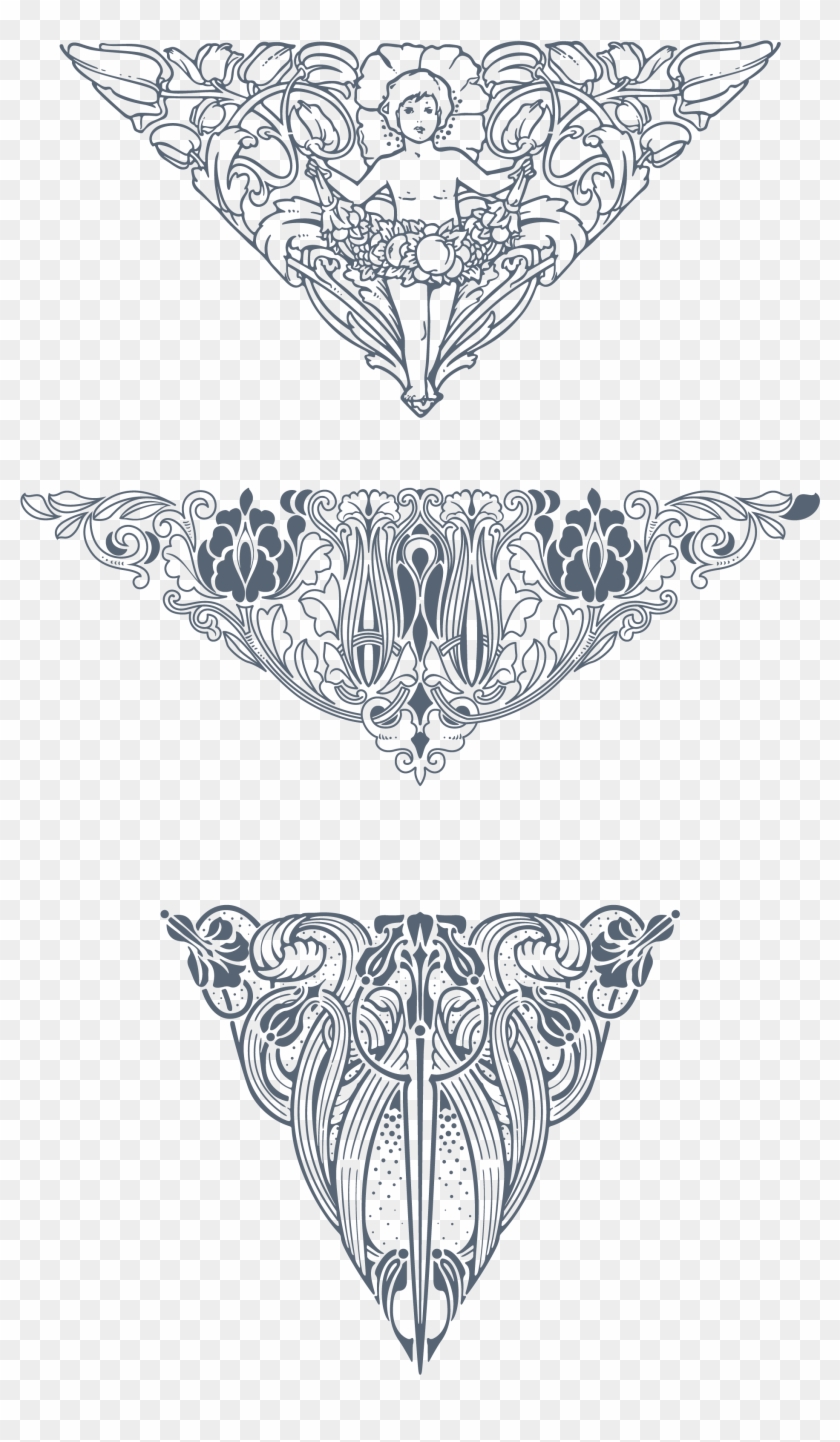 Preview All The Organically-inspired "art Nouveau" - Ornamental Triangle Vector Clipart #2722048