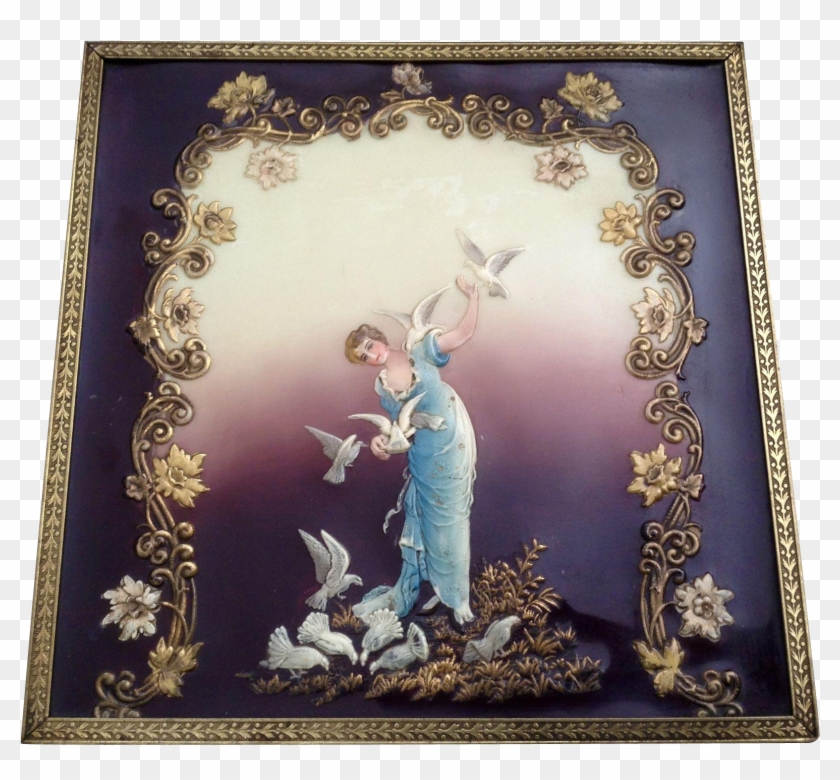 Vintage Art Deco 3d Celluloid Picture Of A Woman Feeding - Picture Frame Clipart