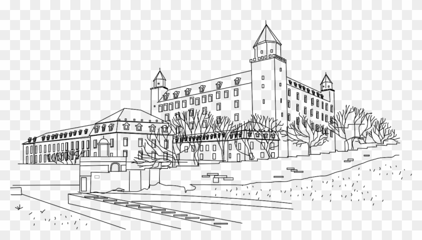 Castle, Castle Towers Chateau Fortress Medieval Ca - Palace Black And White Clipart #2726069