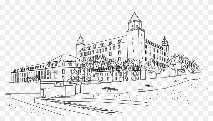 Castle Castle Towers Chateau Fortress Medieval Ca Palace Black And White Clipart Pikpng