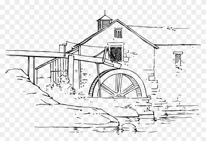 Png - Water Wheel Clipart Black And White Transparent Png