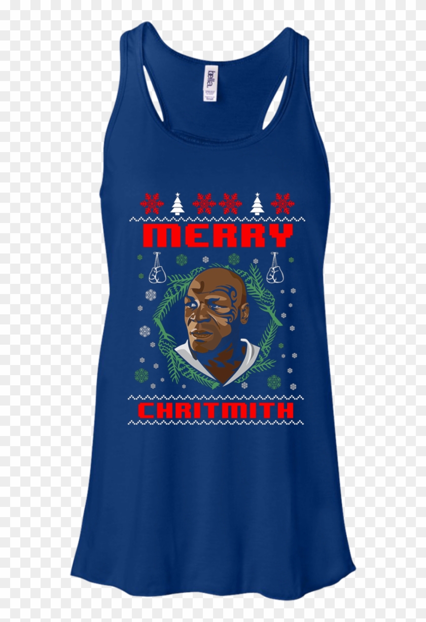 Mike Tyson Shirt, Merry Chritmith Boxing Christmas - Bella + Canvas Ladies' Flowy Racerback Tank B8800 Clipart
