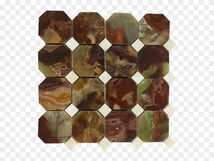 Red & Green Octagon Mosaic With White Dot - Crystal Clipart