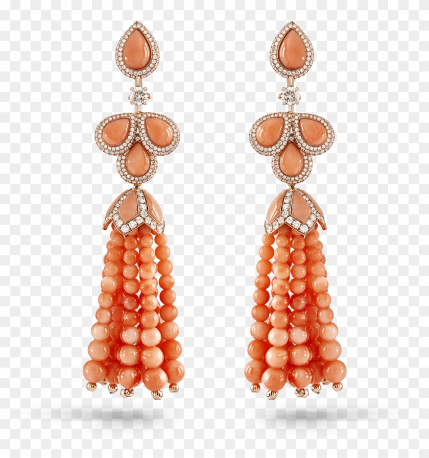 Tassel Earrings With Pink Beads - Earrings Clipart