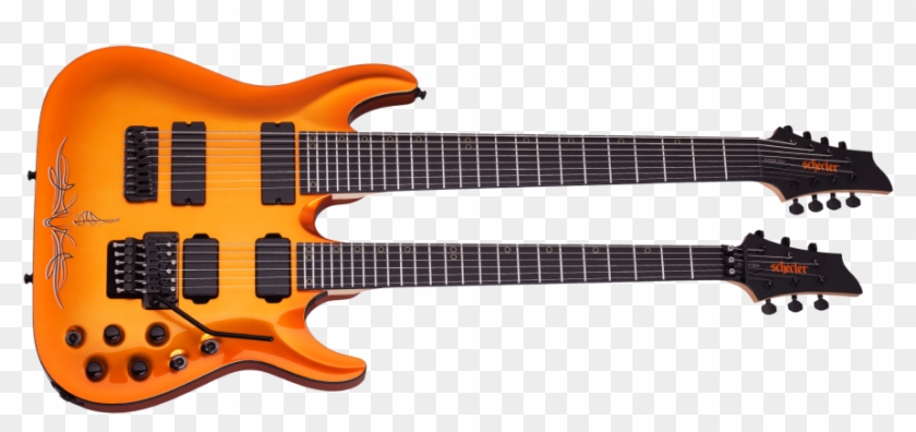 Sunset Classic Double Neck Low Rider Orange - Schecter Blackjack C 8 2014 Clipart