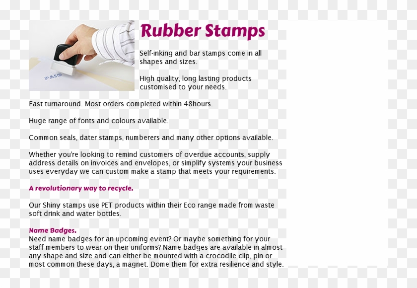 Rubber Stamps Self-inking And Bar Stamps Come In All - Writing Clipart