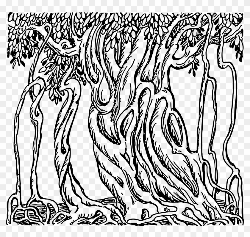 This Free Icons Png Design Of Banyan Tree - Outline Of Banyan Tree Clipart