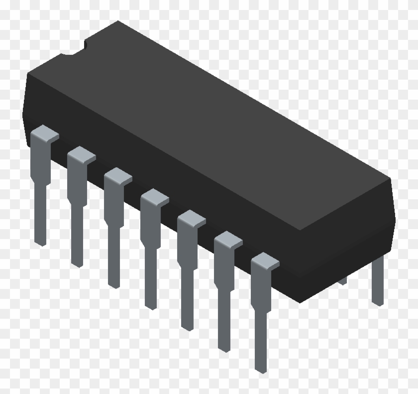 Pic16lf1825 I/p - Microchip - 3d Model - Dual In Line - Kicad Lm324 Clipart