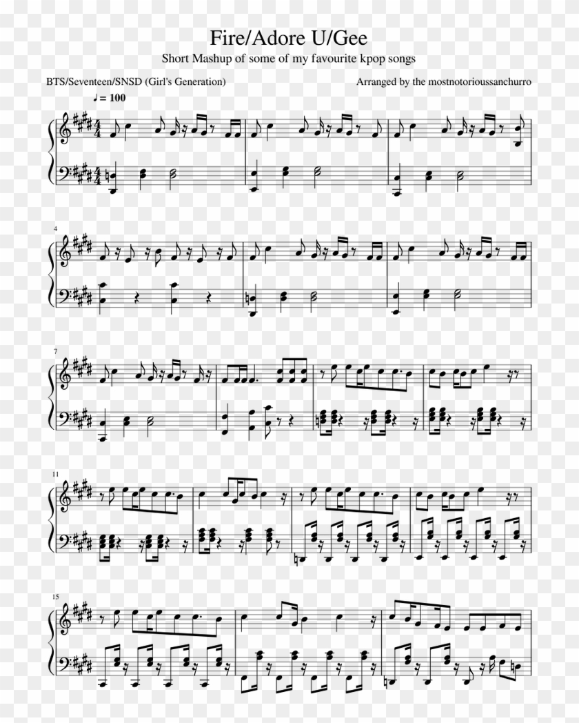 Fire Adore U Gee Sheet Music For Piano Download Free Something Just Like This Piano Clipart Pikpng