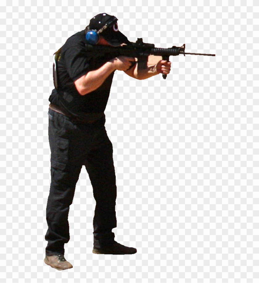 Pointriflecop - Cop With Gun Png Clipart #2737621