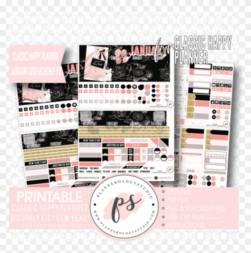 Free Png Wall Clock Png Image With Transparent Background - New Years Planner Stickers Free 2019 Clipart