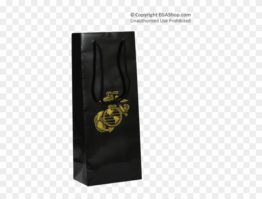 Black Gift Bag With A Gold Eagle, Globe, And Anchor - Paper Bag Clipart