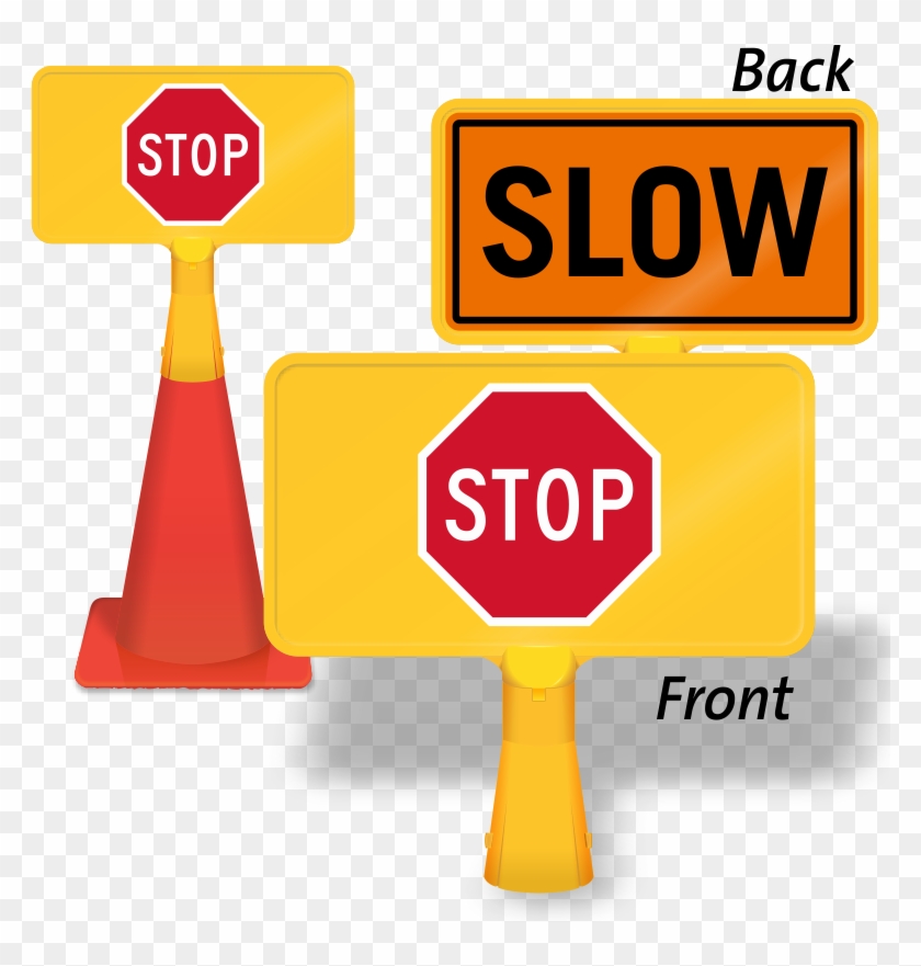 Stop /slow (back) (cb-1149) - Stop Sign Clipart