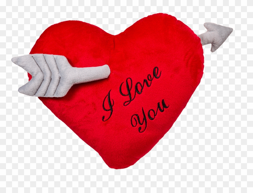 Red Plush Heart With Arrow - Almohada De Corazon Clipart
